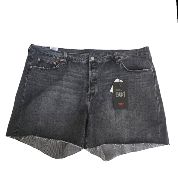 501 levis PREMIUM shorts high rise shorts button fly faded black NWt! Size 24 - Picture 7 of 12